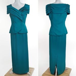 VTG Turquoise Blouse Top Skirt Sets